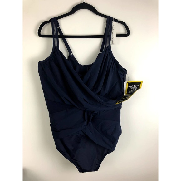 MIRACLESUIT NEW Madero Underwire One Piece Swimsuit Blue Size 24W Plus - Picture 3 of 8